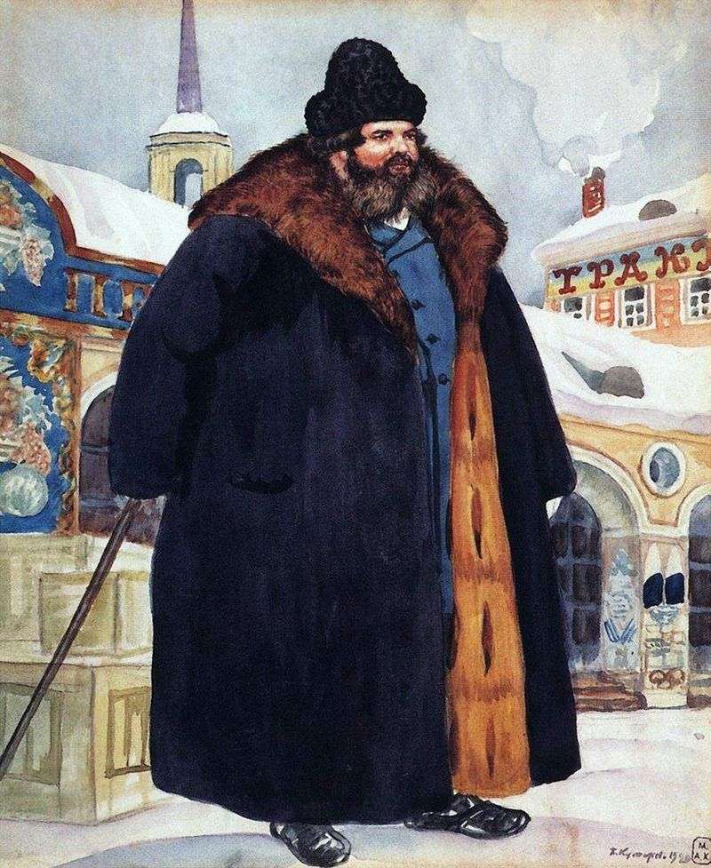 Un mercante in un cappotto di pelliccia   Kustodiev