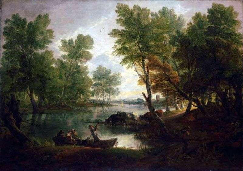 Paesaggio fluviale con figure nella barca   Thomas Gainsborough