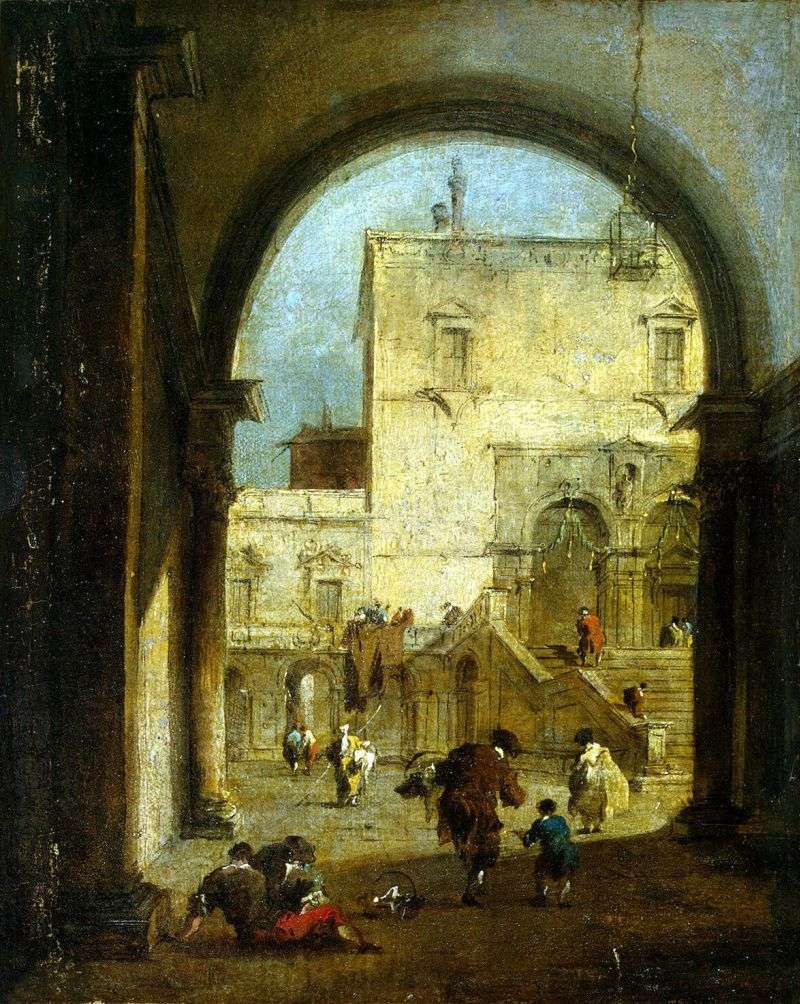 Veduta della piazza con il palazzo   Francesco Guardi