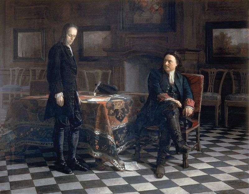Pietro I interroga Tsarevich Alexei a Peterhof   Nikolay Ge
