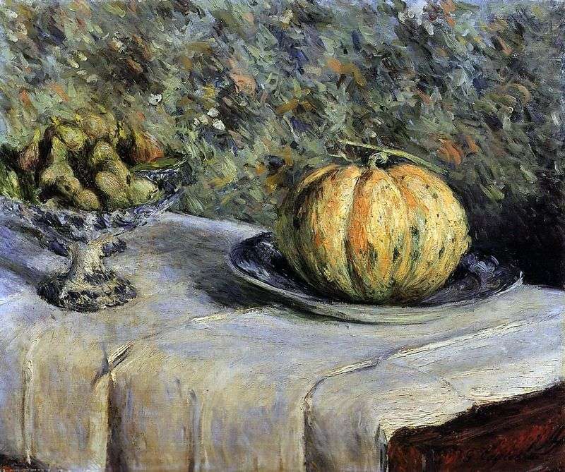 Melone e vaso con date   Gustave Caibotte