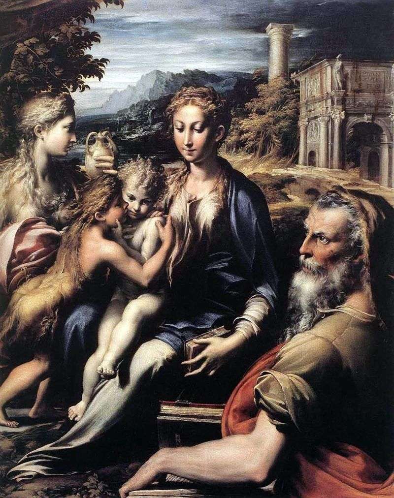 Madonna in trono, Zaccaria, Giovanni Battista e Maria Maddalena   Francesco Parmigianino