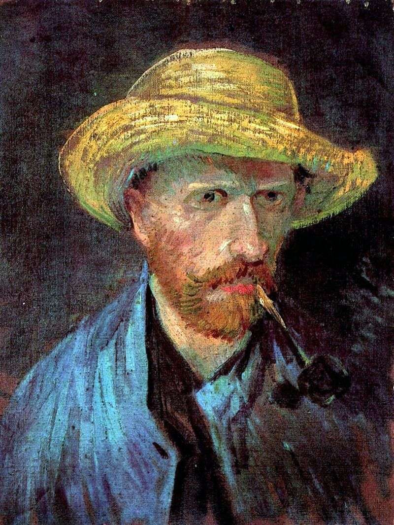 Autoritratto in un cappello di paglia con una pipa   Vincent Van Gogh