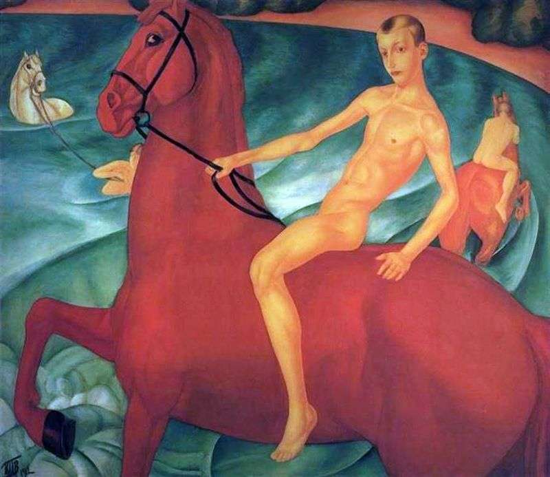 Fare il bagno a un cavallo rosso   Kuzma Petrov Vodkin