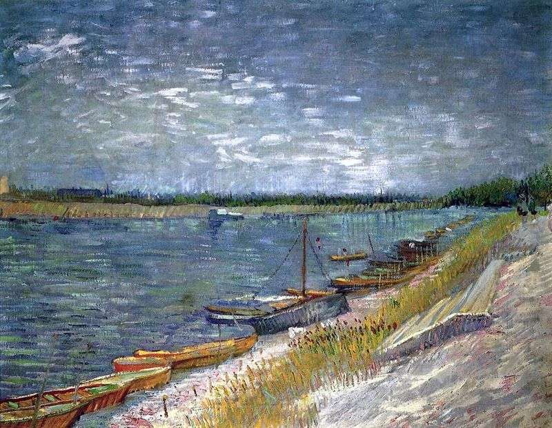 Vista sul fiume con barche a remi   Vincent Van Gogh