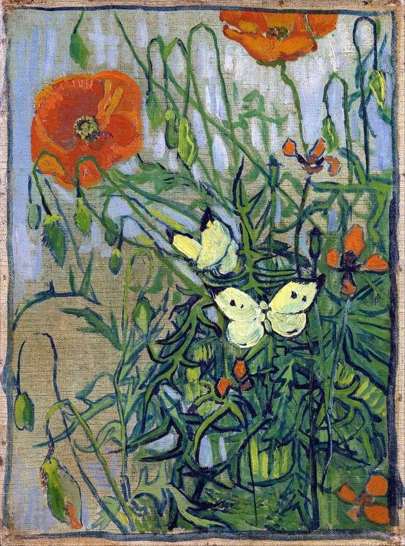 Papaveri e farfalle   Vincent Van Gogh