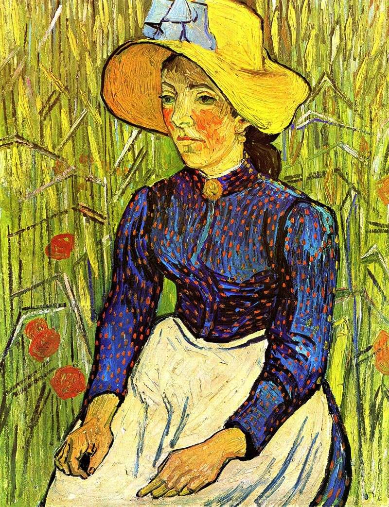 Giovane contadina con cappello di paglia   Vincent Van Gogh