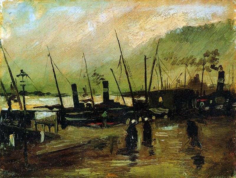 Quay con navi ad Anversa   Vincent Van Gogh