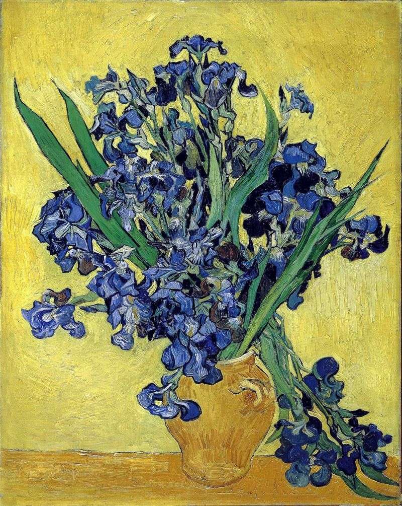 Still Life: un vaso con iris su sfondo giallo   Vincent Van Gogh