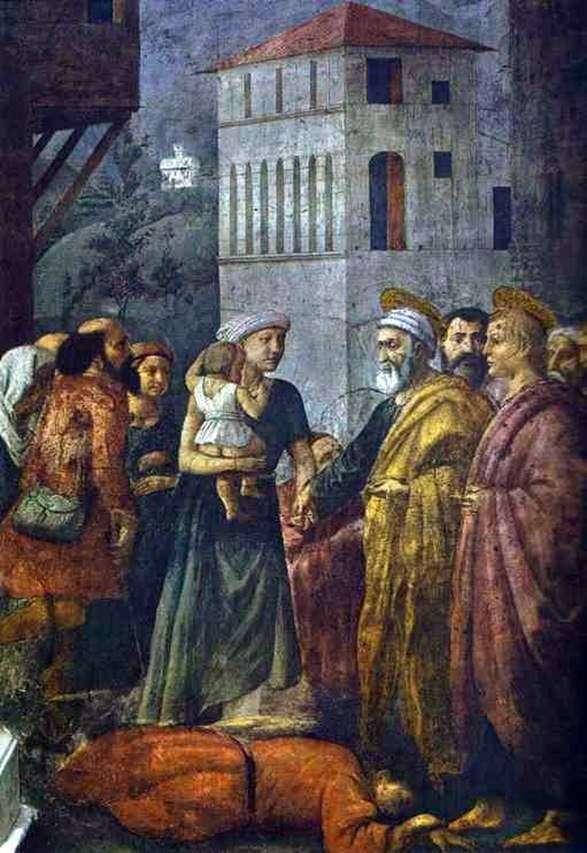 San Pietro, distribuendo proprietà della comunità tra i poveri   Masaccio