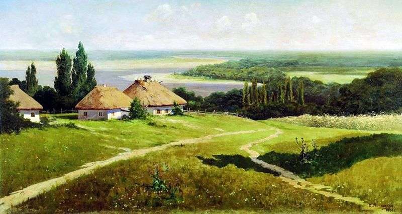 Paesaggio ucraino con capanne   Vladimir Makovsky