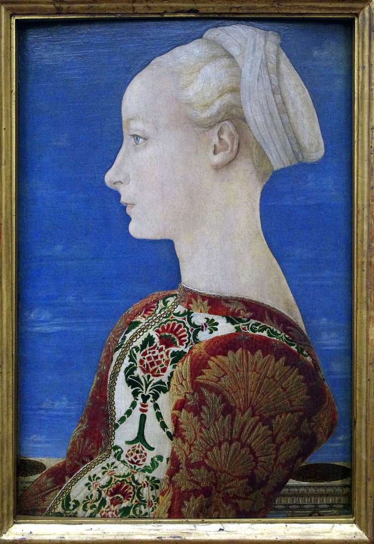 Ritratto di una giovane donna nel profilo di sinistra   Antonio del Pollaiolo