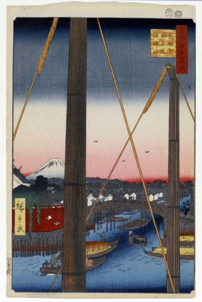 Ponte Inari bashi a Teppozu, Santuario Minato Jinja   Utagawa Hiroshige