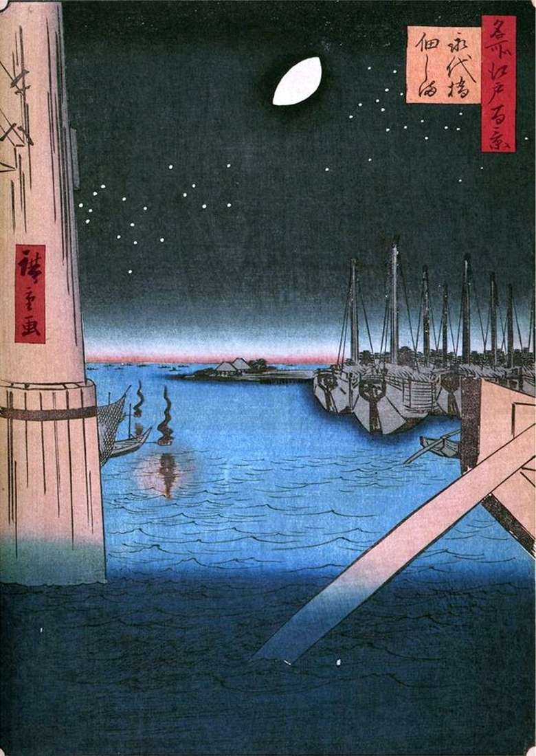 Isola di Tsukudajima dal ponte di Eitashibi   Utagawa Hiroshige