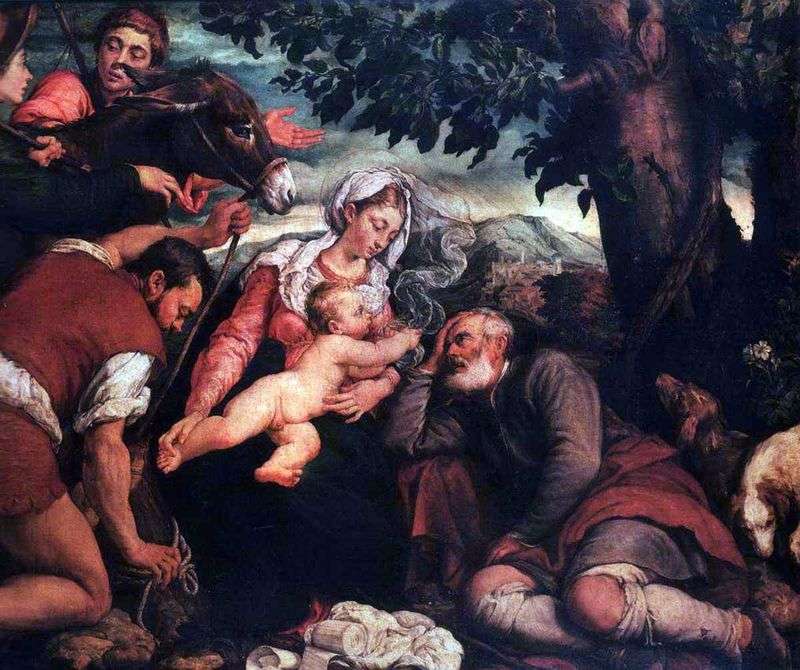 Riposo durante la fuga in Egitto   Jacopo Bassano