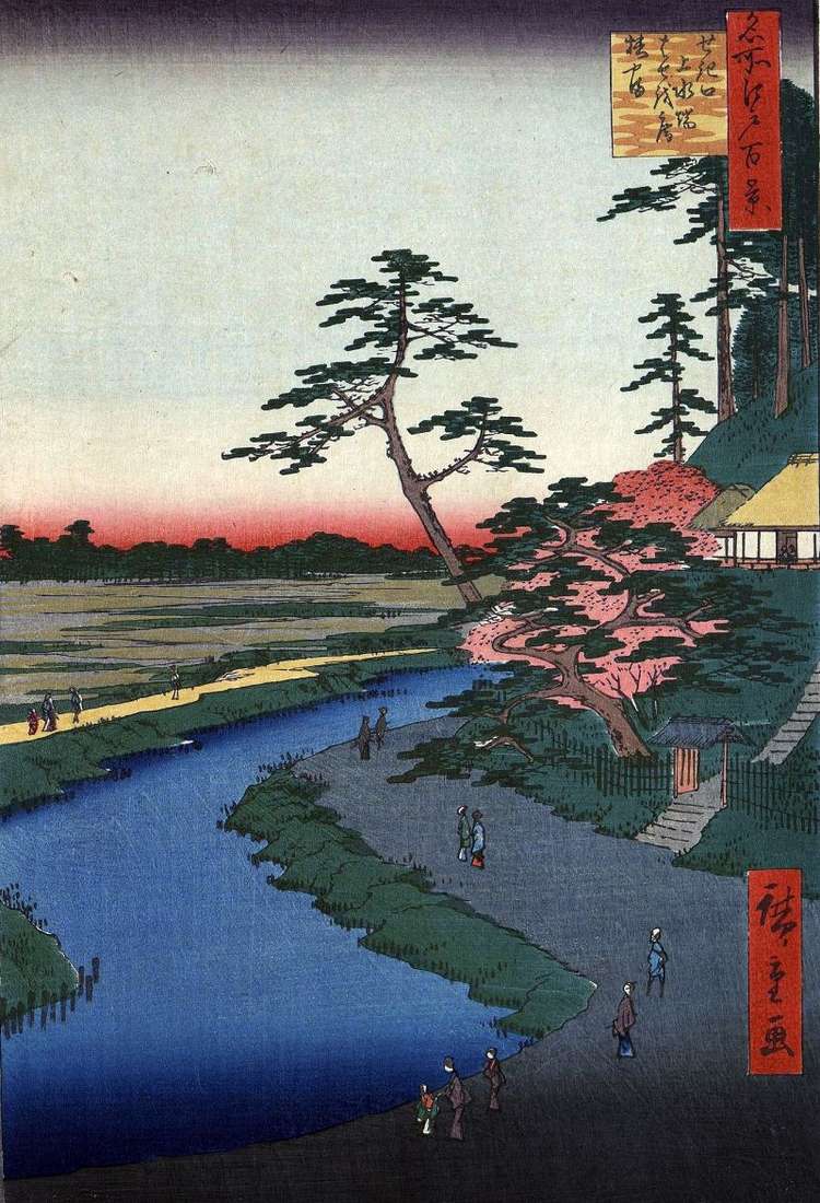 Capanna Basean sul Monte Tsubakiyama vicino allacquedotto nel quartiere Sekiguti   Utagawa Hiroshige