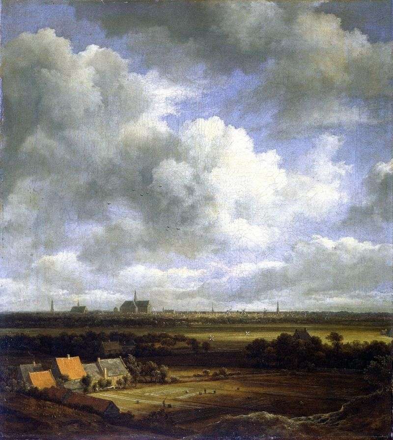 Vista di Haarlem con campi   Jacob van Ruisdal