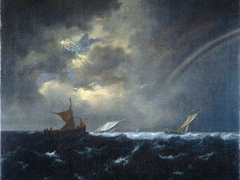 Arcobaleno nel mare in tempesta   Jacob van Ruisdal