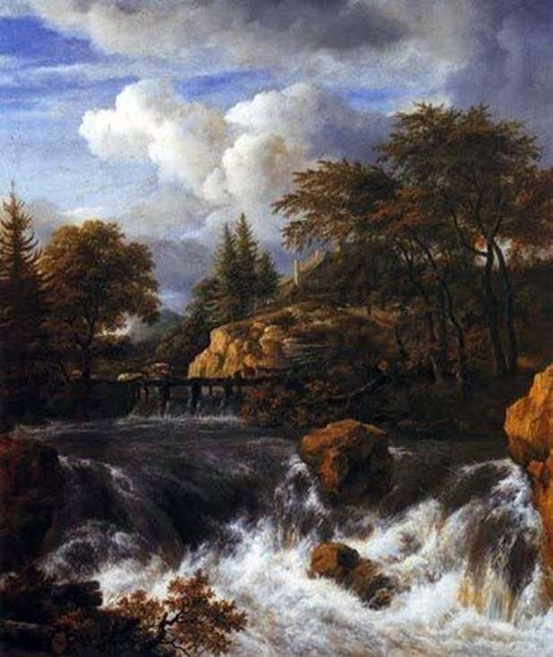 Paesaggio roccioso con una cascata   Jacob van Ruisdal