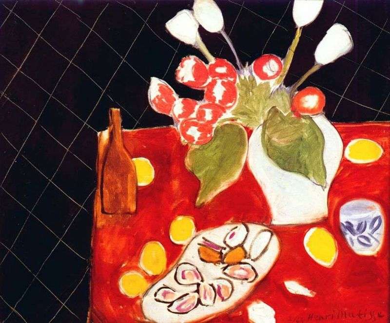 Tulipani e ostriche su sfondo nero   Henri Matisse