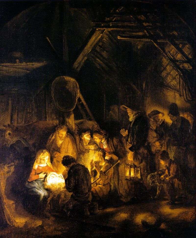 Adorazione dei pastori   Rembrandt Harmens Van Rhine