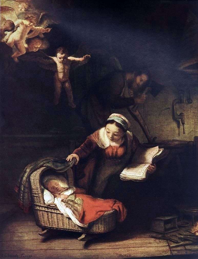 Sacra Famiglia e Angeli   Rembrandt Harmens Van Rhine