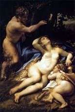 Venere e Cupido, dietro i quali fa capolino il satiro   Correggio (Antonio Allegri)
