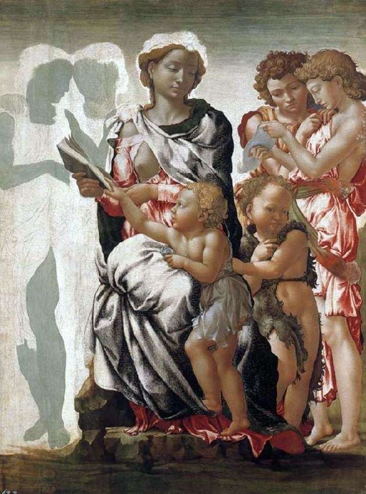 Madonna col Bambino, Giovanni Battista e gli angeli   Michelangelo Buonarroti