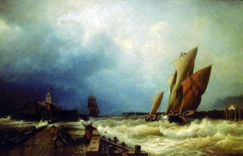 Ingresso di una nave da pesca a una tempesta nel porto di Saint Valery in Co.   Alexei Bogolyubov