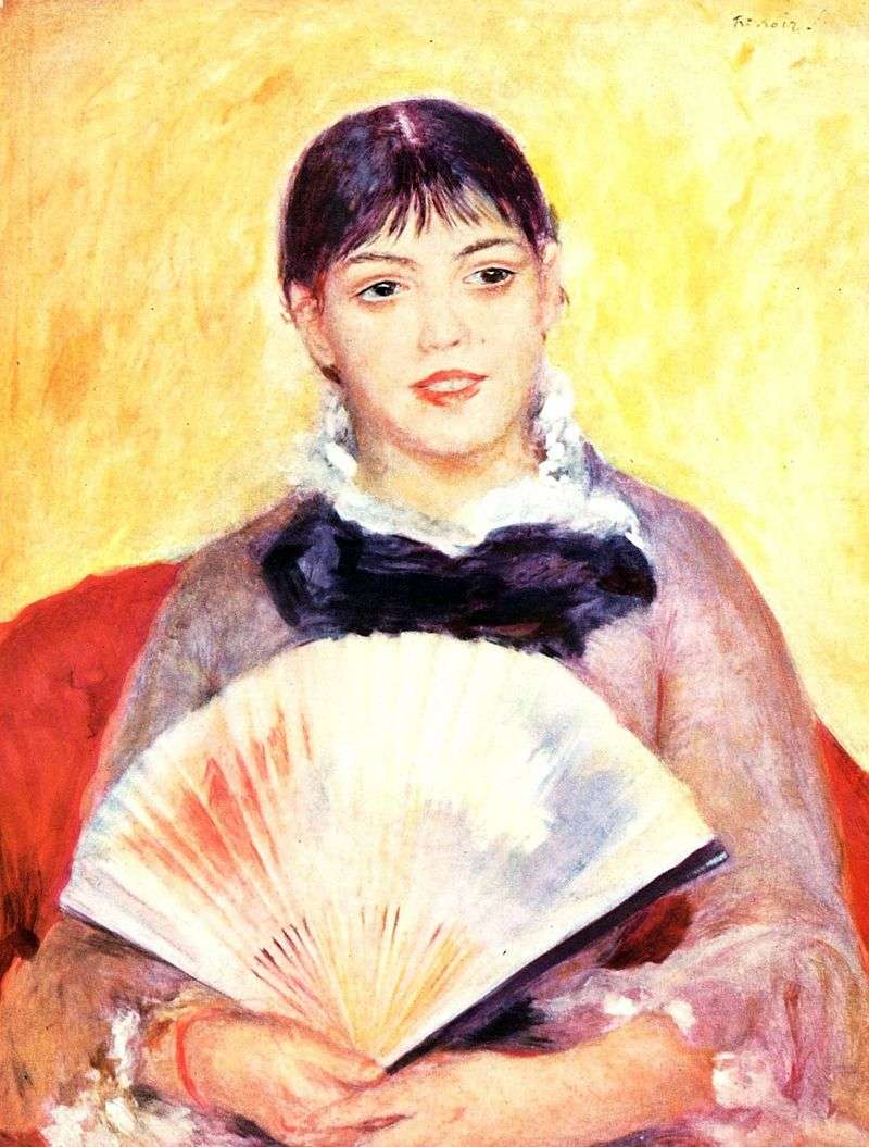Ragazza con un fan   Pierre Auguste Renoir