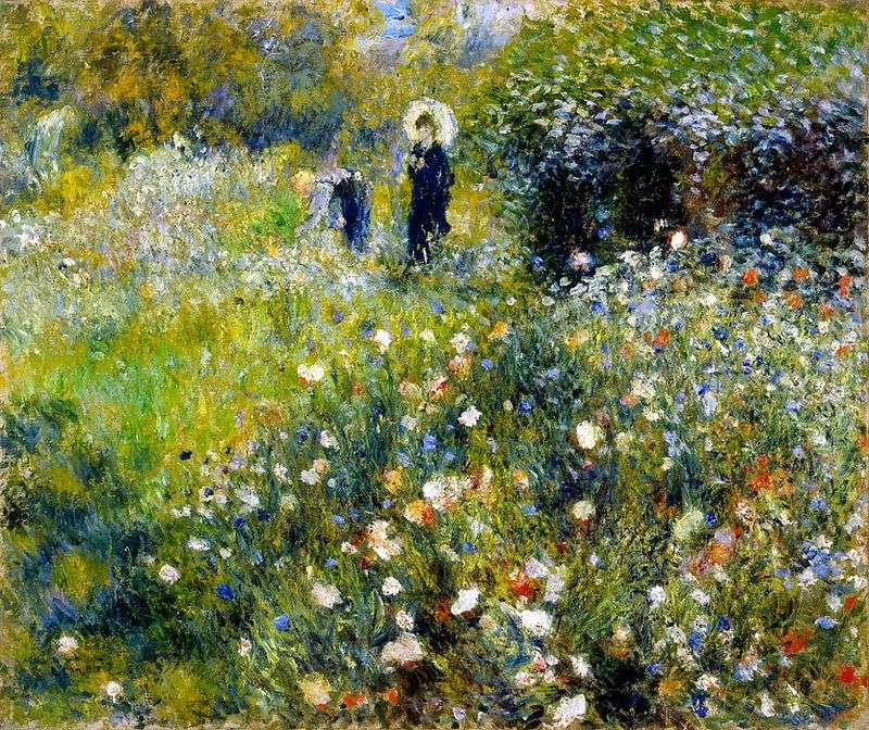 Donna con un ombrello nel giardino   Pierre Auguste Renoir