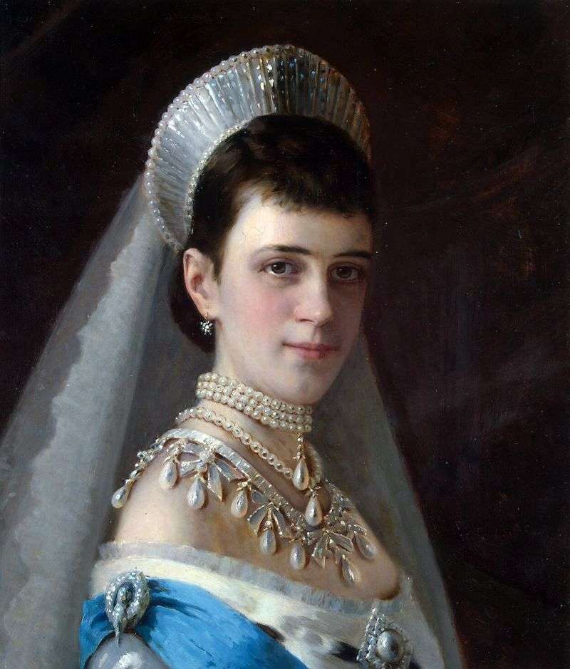 Ritratto dellImperatrice Maria Feodorovna in un cappello di perle   Ivan Kramskoy