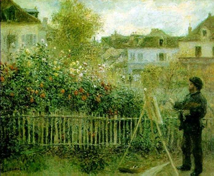 Claude Monet lavora nel suo giardino   Pierre Auguste Renoir