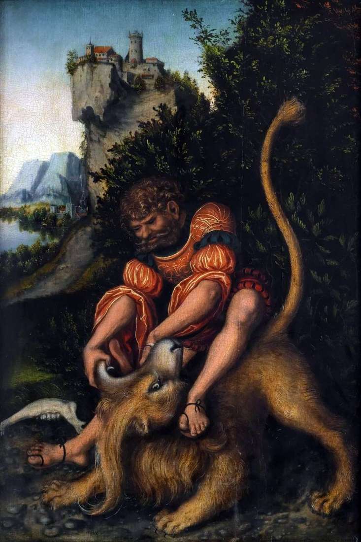 Sansone che combatte contro un leone   Lucas Cranach