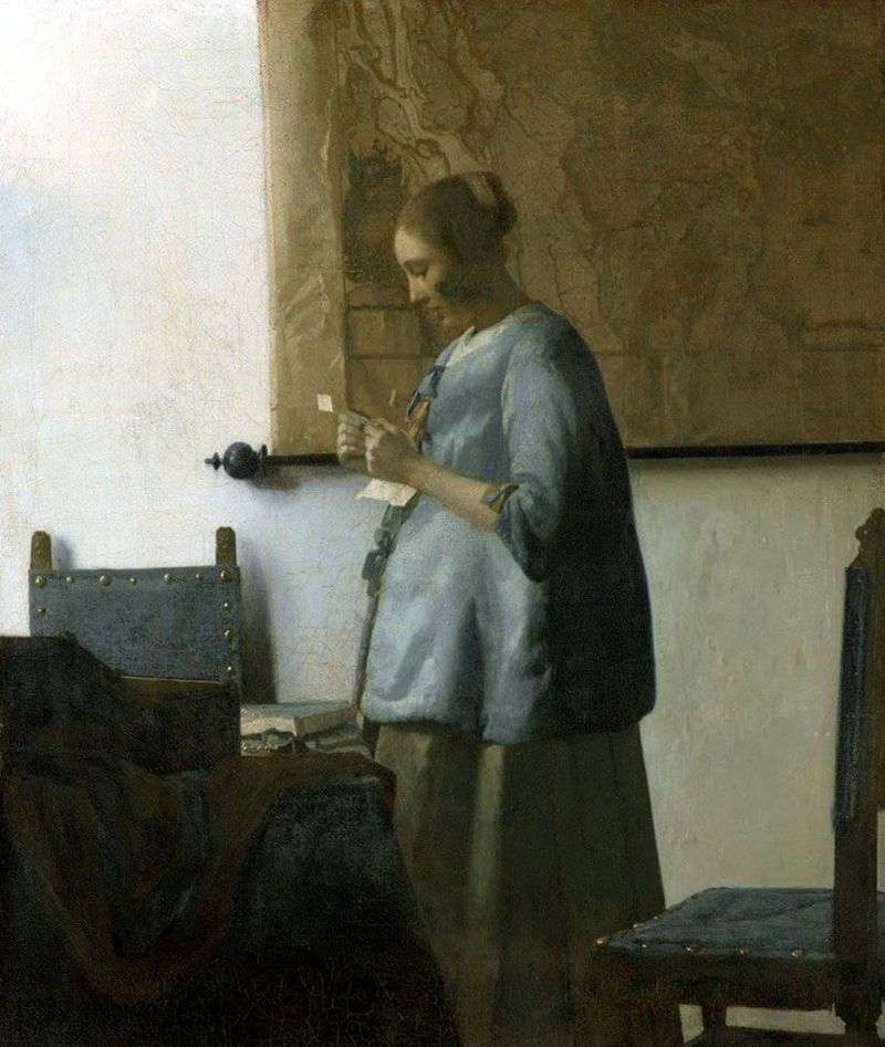 Una signora in blu che legge una lettera   Jan Vermeer