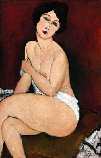 Seduto nudo sul divano   Amedeo Modigliani