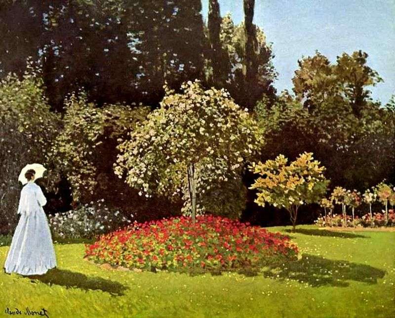 Lady in the Garden of Saint Adress (Jeanne Margarita Lecadre in the Garden)   Claude Monet