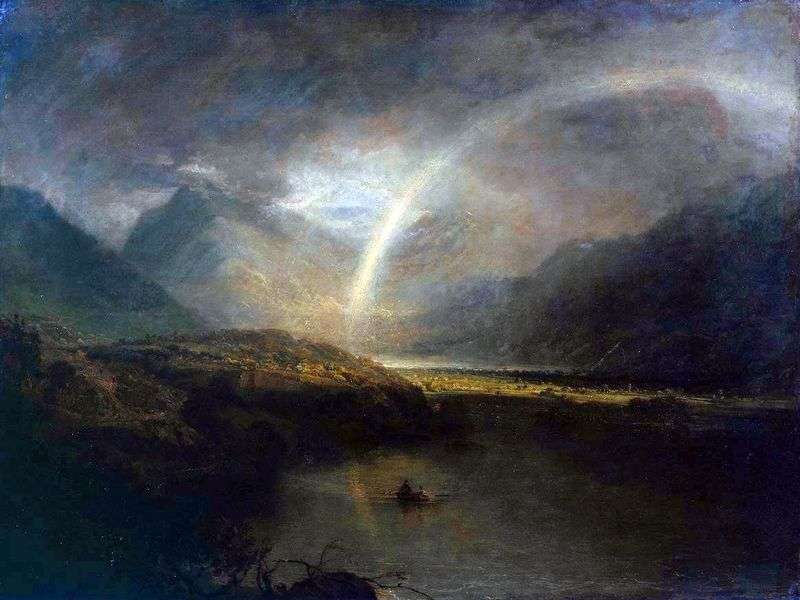 Lago Buttermere, con arcobaleno e pioggia   William Turner