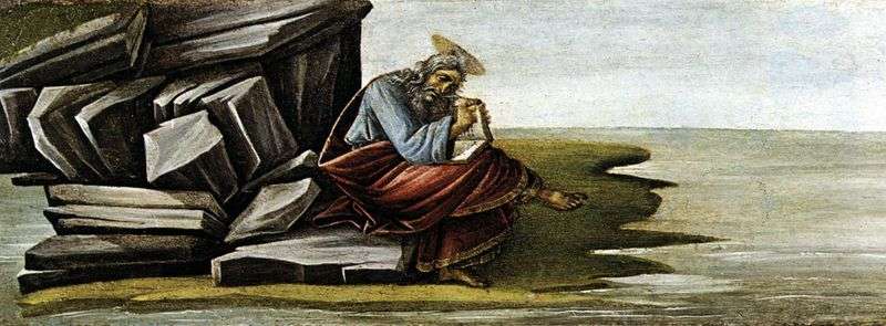 San Giovanni il Teologo, scrivendo il Libro dellApocalisse su Patmos   Sandro Botticelli