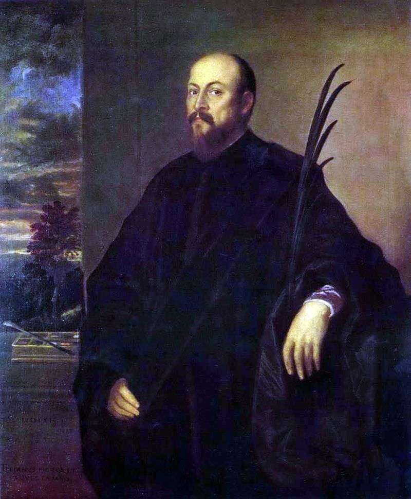 Ritratto di un artista con una foglia di palma   Tiziano Vechelio