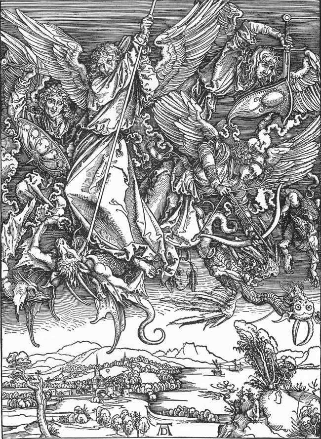 Battaglia dellArcangelo Michele con il drago   Albrecht Durer