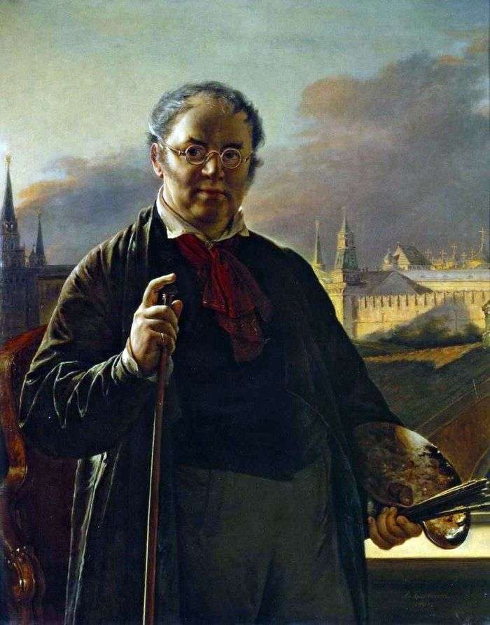 Autoritratto con pennelli sullo sfondo del Cremlino di Mosca   Vasily Tropinin