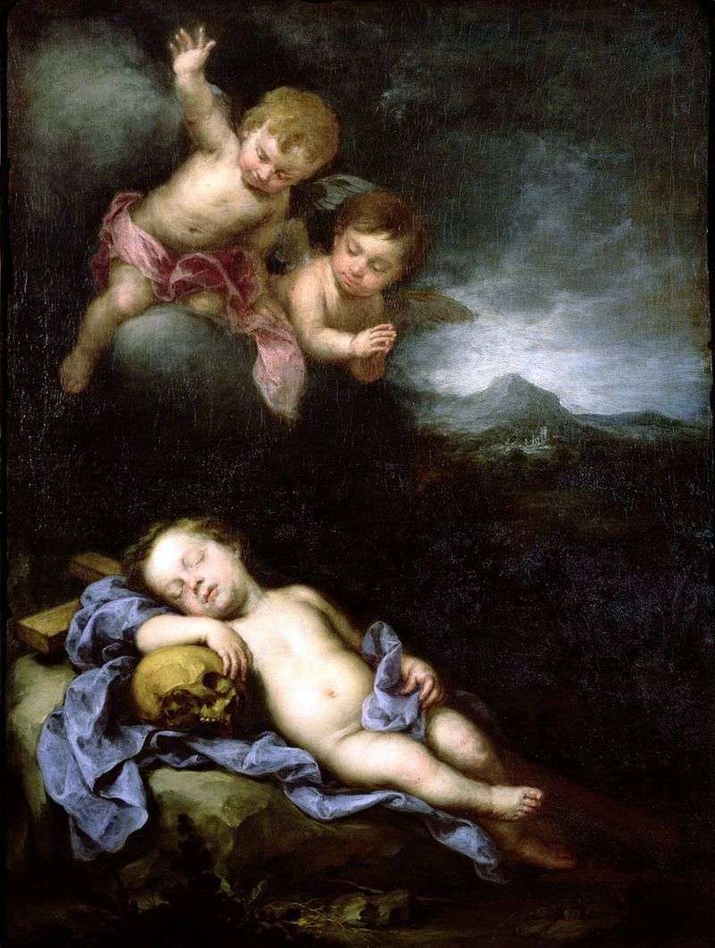 Cristo addormentato con angeli   Bartolome Esteban Murillo