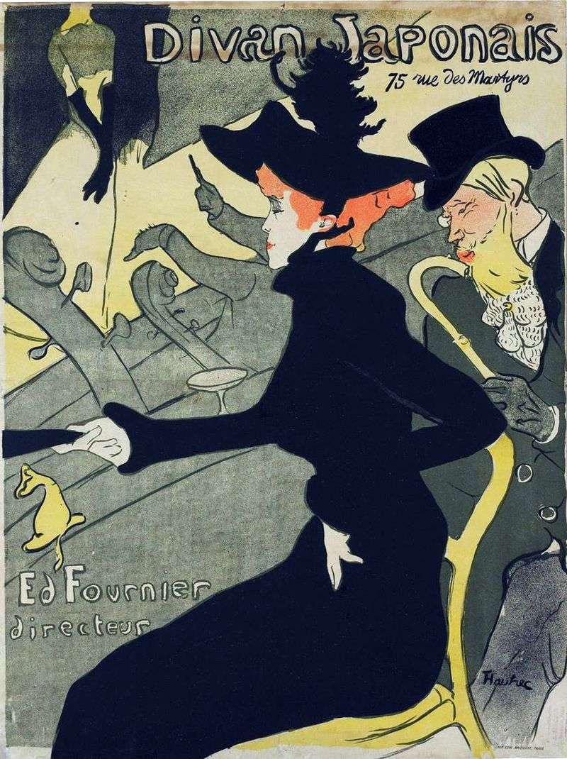 Divano giapponese con poster   Henri de Toulouse Lautrec