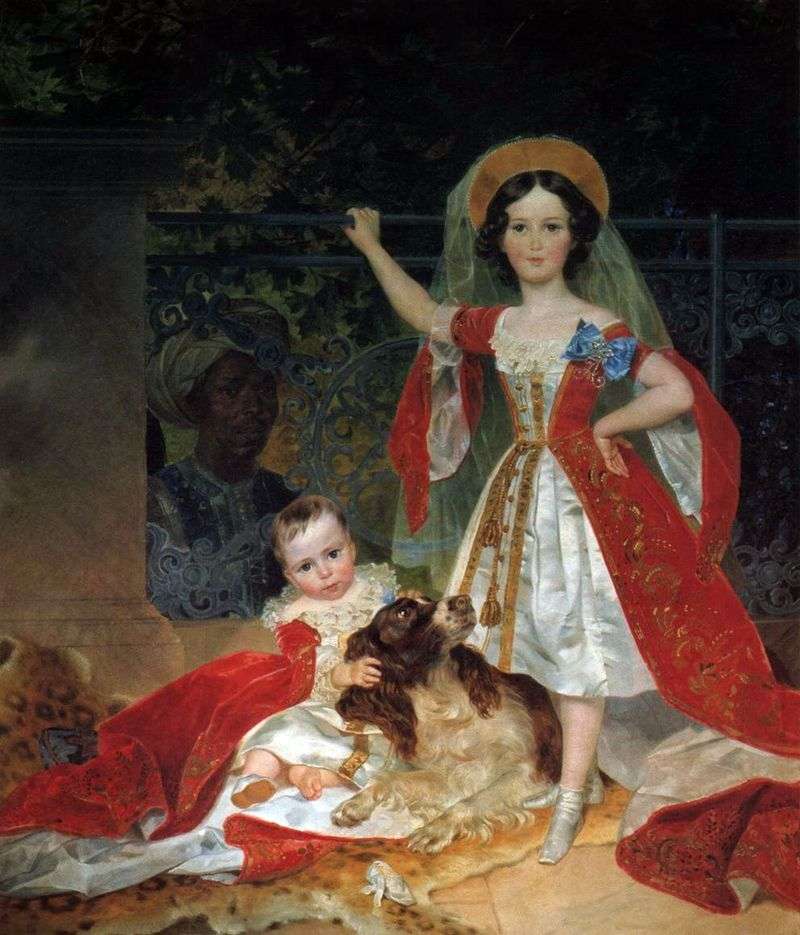 Ritratto di bambini del principe Volkonsky con arap   Karl Bryullov