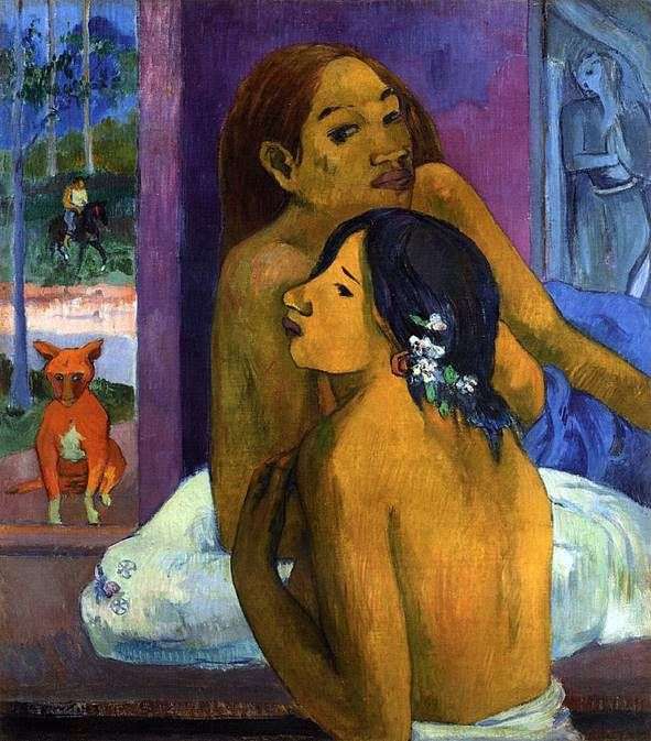 Due donne (fiori nei capelli)   Paul Gauguin