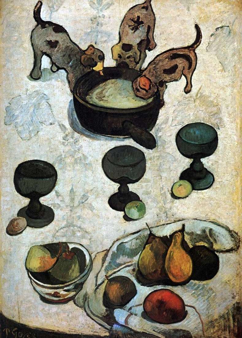 Natura morta con tre cuccioli   Paul Gauguin