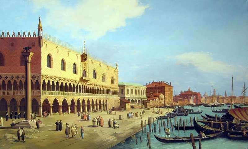 Palazzo Ducale e passeggiata Schiavoni   Antonio Canaletto