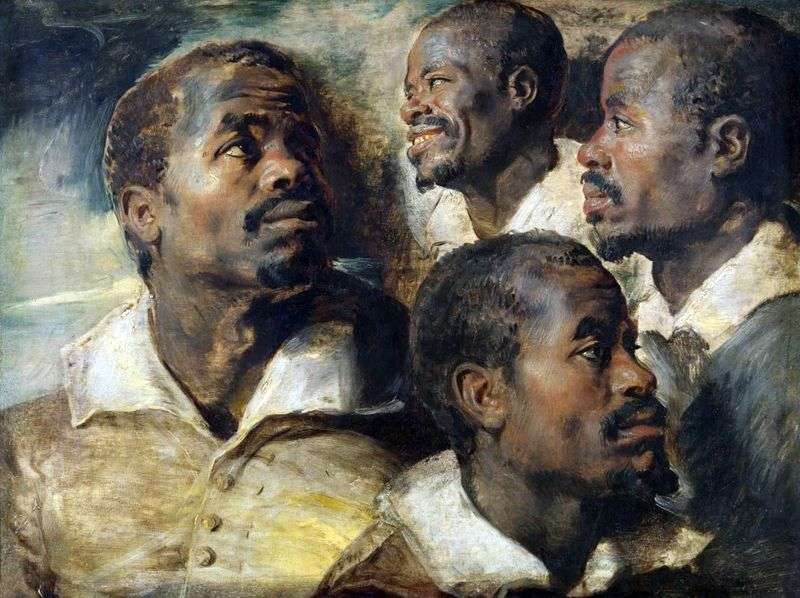 Quattro schizzi di una testa africana   Peter Rubens