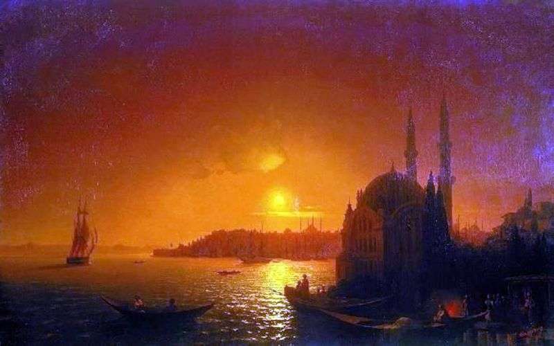 Vista di Costantinopoli al chiaro di luna   Ivan Aivazovsky